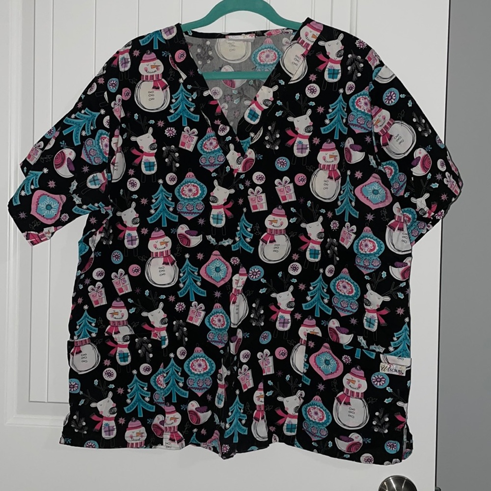 Snowman/Christmas Tree scrub top